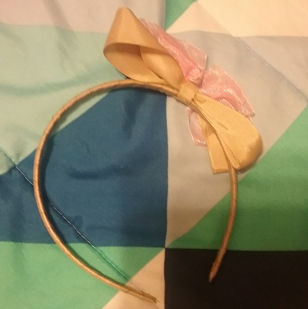 Headband w/ tan and pink bow
